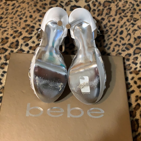Bebe White and Silver Heels - Picture 2 of 3